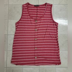 Staccato Maroon and White Striped Tank Size Small